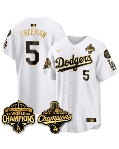 Youth Los Angeles Dodgers #5 Freddie Freeman White 2025 World Series Champions Jersey (Style 3)