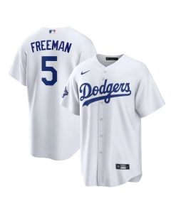 Youth Los Angeles Dodgers #5 Freddie Freeman White Home 2025 World Series Champions Replica Jersey (White)
