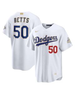 Youth Los Angeles Dodgers #50 Mookie Betts Nike White 2026 Gold Collection Stadium Jersey (White Gold)