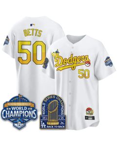 Youth Los Angeles Dodgers #50 Mookie Betts White LAD x PKM 2026 Baseball Jersey (White)