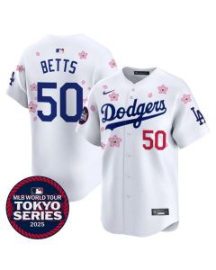 Youth Los Angeles Dodgers #50 Mookie Betts White Tokyo 2025 Cool Base Stitched Baseball Jersey (White)