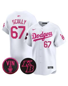 Youth Los Angeles Dodgers #67 Vin Scully White 2026 Mother's Day Vapor Premier Limited Stitched Baseball Jersey (White)