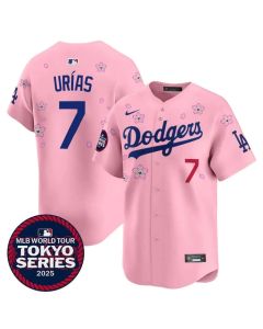 Youth Los Angeles Dodgers #7 Julio Urias Pink Tokyo 2025 Cool Base Stitched Baseball Jersey (Pink)