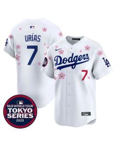 Youth Los Angeles Dodgers #7 Julio Urias White Tokyo 2025 Cool Base Stitched Baseball Jersey (White)