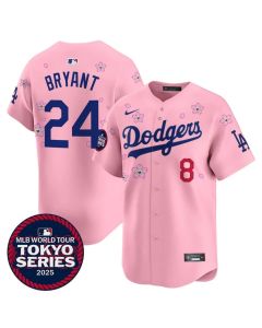 Youth Los Angeles Dodgers #8/24 Kobe Bryant Pink Tokyo 2025 Cool Base Stitched Baseball Jersey (Pink)