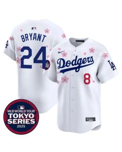 Youth Los Angeles Dodgers #8/24 Kobe Bryant White Tokyo 2025 Cool Base Stitched Baseball Jersey (White)