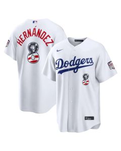 Youth Los Angeles Dodgers #8 Enrique Hernandez White USA 250 Fourth of July Home Stadium Jersey (White)