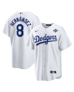 Youth Los Angeles Dodgers #8 Enrique Hernandez White 2025 World Series Home Replica Player Jersey (White)