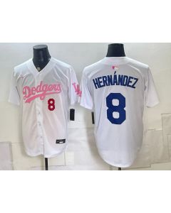 Youth Los Angeles Dodgers #8 Enrique Hernandez White Cool Base Stitched Baseball Jersey (Style 5)