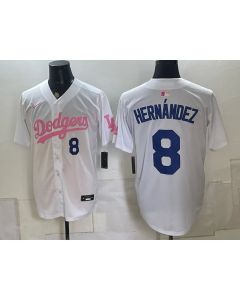 Youth Los Angeles Dodgers #8 Enrique Hernandez White Cool Base Stitched Baseball Jersey (Style 7)