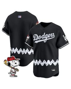 Youth Los Angeles Dodgers Black LAD x Peanuts 2026 Baseball Jersey (Black)