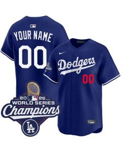 Youth Los Angeles Dodgers Custom Royal 2025 World Series Champions Home Limited Jersey (Royal)