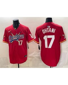 Youth Los Angeles Dodgers x One Piece #17 Shohei Ohtani Red Vapor Premier Limited Stitched Baseball Jersey (Red)