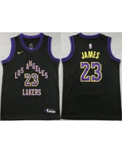 Youth Los Angeles Lakers #23 LeBron James Black City Edition Stitched Basketball Jersey