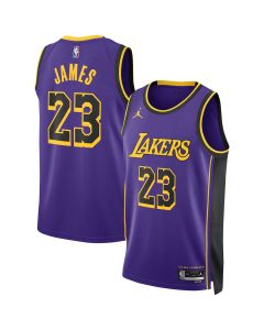 Youth Los Angeles Lakers #23 LeBron James Purple Statement Edition Swingman Jersey (Style 2)