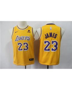 Youth Los Angeles Lakers #23 LeBron James Yellow Stitched Basketball Jersey (Yellow)