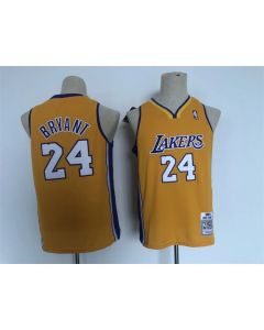 Youth Los Angeles Lakers #24 Kobe Bryant Yellow Stitched Basketball Jersey (Style 2)