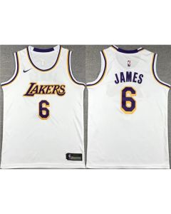 Youth Los Angeles Lakers #6 LeBron James White Stitched Basketball Jersey (Style 2)