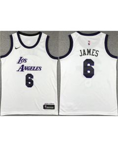Youth Los Angeles Lakers #6 LeBron James White Stitched Basketball Jersey