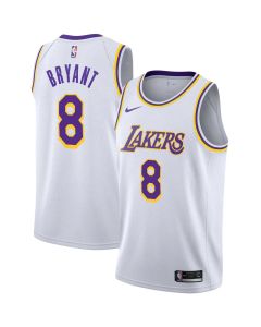 Youth Los Angeles Lakers #8 Kobe Bryant White Association Edition Swingman Jersey (White)