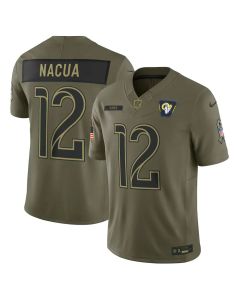 Youth Los Angeles Rams #12 Puka Nacua Olive 2025 Salute to Service Limited Jersey (Olive)