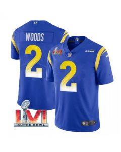 Youth Los Angeles Rams #2 Robert Woods Royal 2022 Super Bowl LVI Vapor Untouchable Limited Stitched Jersey
