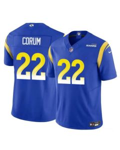 Youth Los Angeles Rams #22 Blake Corum Blue 2024 Draft F.U.S.E Vapor Untouchable Stitched Football Jersey