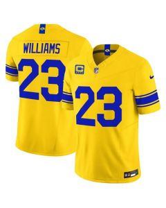 Youth Los Angeles Rams #23 Kyren Williams Gold Classic Sol 2026 4-Star C Patch Vapor F.U.S.E. Limited Jersey (Gold)