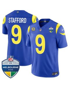 Youth Los Angeles Rams #9 Matthew Stafford Royal 2026 4-Star C Patch And Melbourne Game Patch Vapor F.U.S.E. Limited Jersey