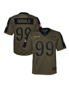 Youth Los Angeles Rams #99 Aaron Donald 2021 Olive Salute To Service Limited Stitched Jersey