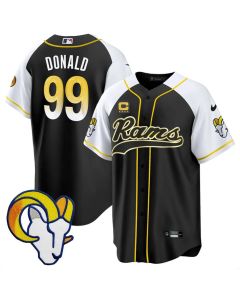 Youth Los Angeles Rams #99 Aaron Donald Black Alternate With 4-Star C Patch Stitched Baseball Jersey (Black)
