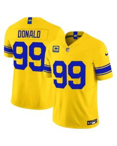 Youth Los Angeles Rams #99 Aaron Donald Gold Classic Sol 2026 4-Star C Patch Vapor F.U.S.E. Limited Jersey (Gold)