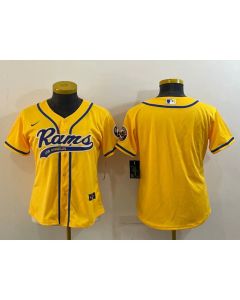 Youth Los Angeles Rams Blank Yellow With Patch Cool Base Stitched Baseball Jersey