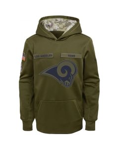 Youth Los Angeles Rams Olive Salute to Service Pullover Performance NFL Hoodie