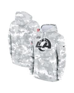Youth Los Angeles Rams White/Gray 2024 Salute To Service Pullover Hoodie (White Gray)