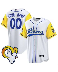 Youth Los Angeles Rams White Stitched Baseball Custom Jersey (White)