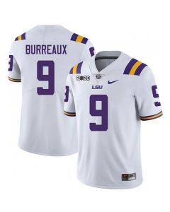 Youth LSU Tigers #9 Joe Burreaux White With 2020 Patch Limited Stitched NCAA Jersey