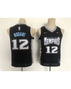 Youth Memphis Grizzlies #12 Ja Morant Black 2022/23 City Edition Stitched Basketball Jersey (Black)