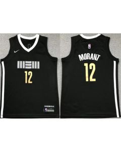 Youth Memphis Grizzlies #12 Ja Morant Black 2023/24 City Edition Stitched Basketball Jersey
