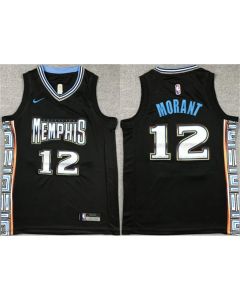 Youth Memphis Grizzlies #12 Ja Morant Black City Edition Stitched Basketball Jersey