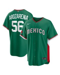 Youth Mexico Baseball #56 Randy Arozarena Green 2026 World Baseball Classic Road Stadium Jersey (Green)
