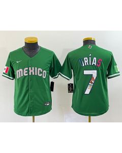 Youth Mexico Baseball #7 Julio Urias 2023 Green World Baseball Classic With Patch Stitched Jersey (Green)