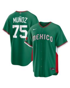 Youth Mexico Baseball #75 Andres Munoz Green 2026 World Baseball Classic Road Stadium Jersey (Green)