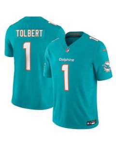 Youth Miami Dolphins #1 Jalen Tolbert Aqua 2026 F.U.S.E. Vapor Limited Stitched Football Jersey
