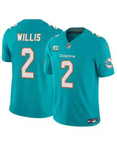 Youth Miami Dolphins #2 Malik Willis Aqua 2026 1-Star C Patch Vapor F.U.S.E. Limited Jersey