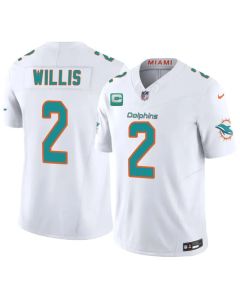 Youth Miami Dolphins #2 Malik Willis White 2026 1-Star C Patch Vapor F.U.S.E. Limited Jersey
