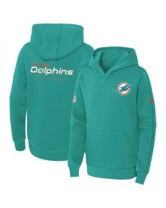 Youth Miami Dolphins Aqua Sideline Club Fleece Pullover Hoodie