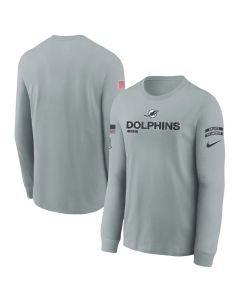 Youth Miami Dolphins Gray 2024 Salute To Service Long Sleeve T-Shirt (Gray)