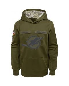 Youth Miami Dolphins Olive Salute to Service Pullover Performance NFL Hoodie