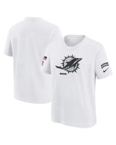 Youth Miami Dolphins White 2024 Salute To Service T-Shirt (White)